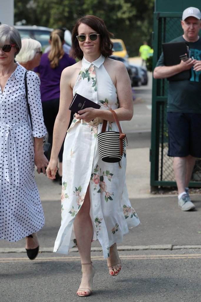 Claire Foy attends Wimbledon 2019 Tennis Championships - Getty Images