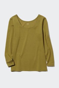 Uniqlo - Cotton Heattech Extra Warm Crew Neck Long Sleeved Thermal Top -  Green - M, £19.90