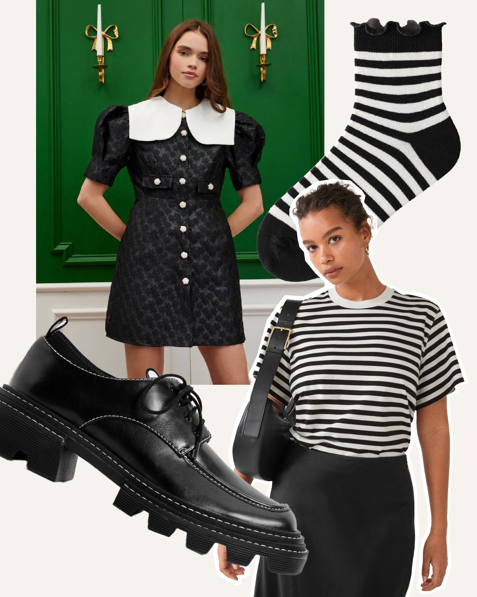 Missguided Wednesday Addams Halloween Body in Black