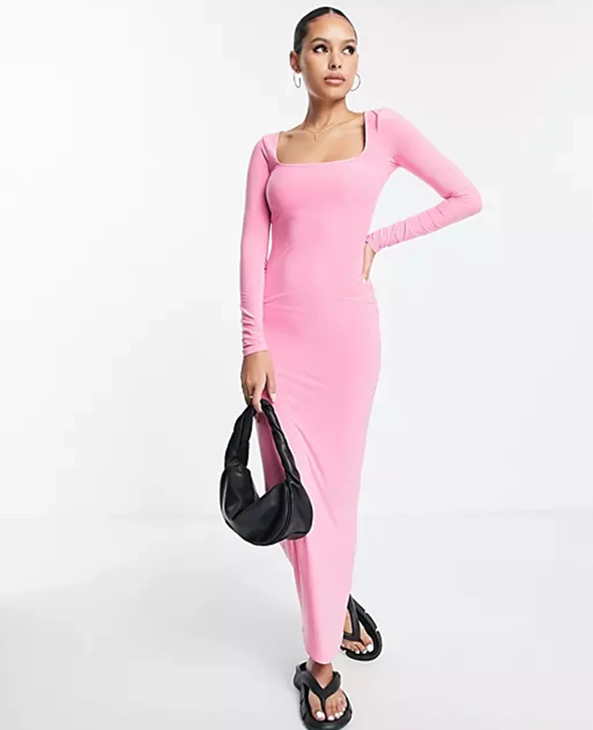 Skims Light Pink Bodycon Dress  Pink bodycon dresses, Pink maxi