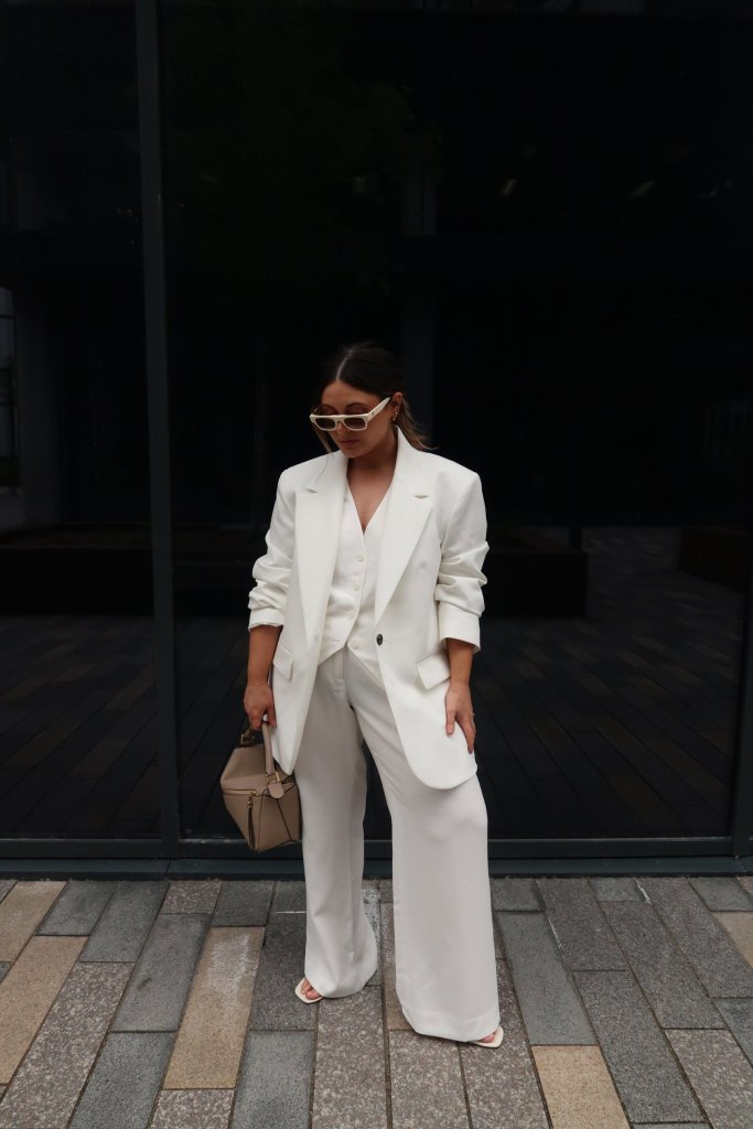 Chloe Robertson wearing petite trouser suits