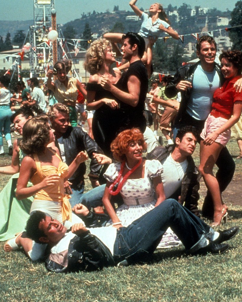 Olivia Newton John, John Travolta and the rest of the gang in a scene from the film 'Grease', 1978. (Photo by Paramount/Getty Images)